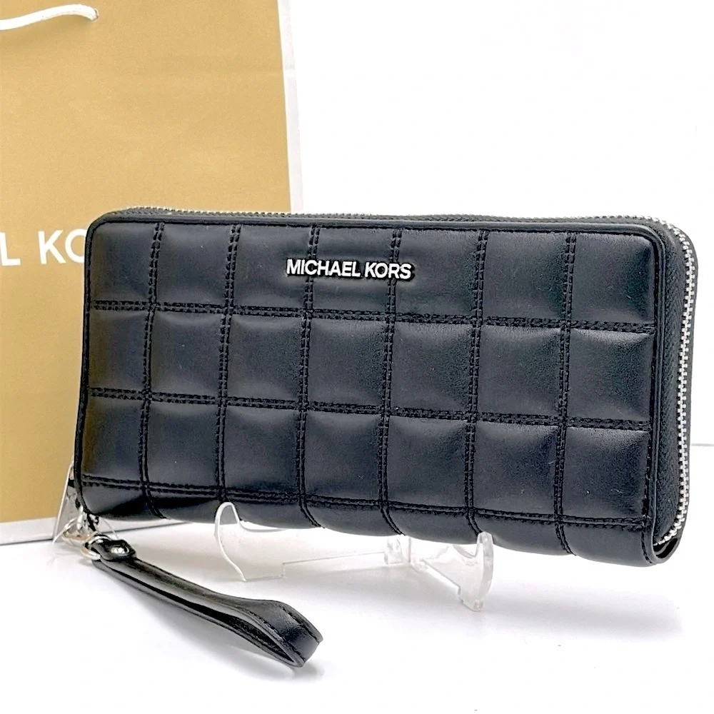 MICHAEL KORS Continental Wristlet Phone Case Wallet Black  NWT